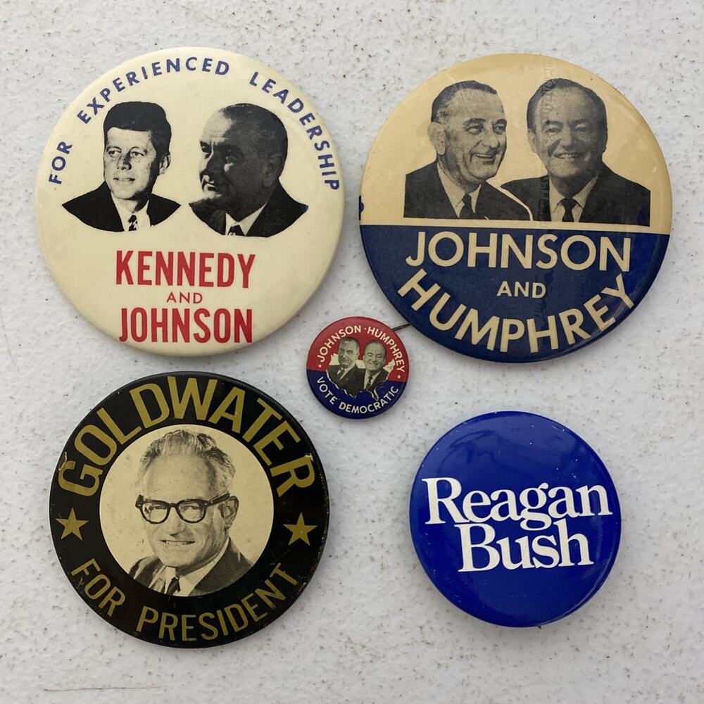 VTG Lot 5 Presidential Campaign Buttons 1960's-1980's Kennedy‎ Johnson Goldwater